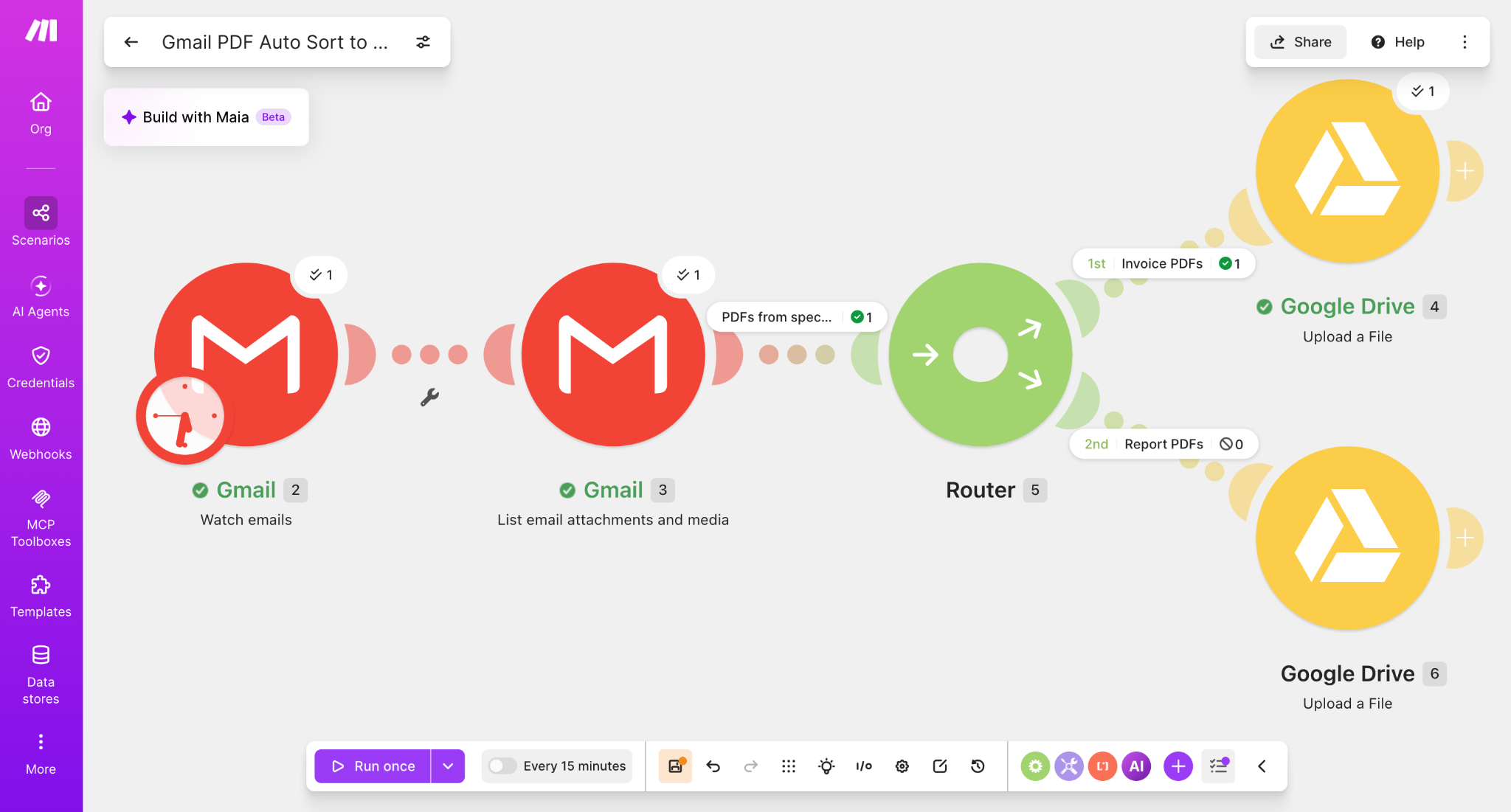 Make Router invoice route test passing one bundle to Google Drive